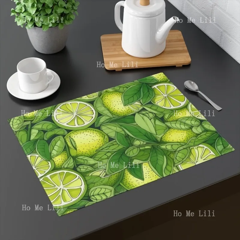 

Яркий зеленый принт, 1 шт., декор для столовой, дизайн с фруктами из лаймового дерева, кухонные украшения, модный подарок на свадьбу