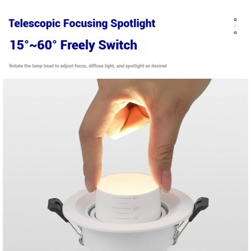 LED 220v Recessed Ceiling Downlight 15°-60° Focus Ox Eye House Spotlight 7W 10W 15W 18W Full Spectrum Commercial Lighting Lamp