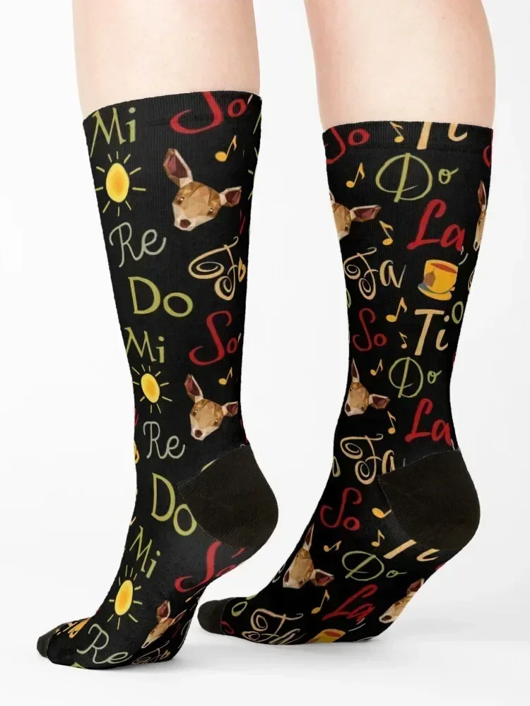 Do Re Mi Cute Sound of Music Song Pattern Socks winter thermal Stockings compression Heating sock Novelties Man Socks Women's