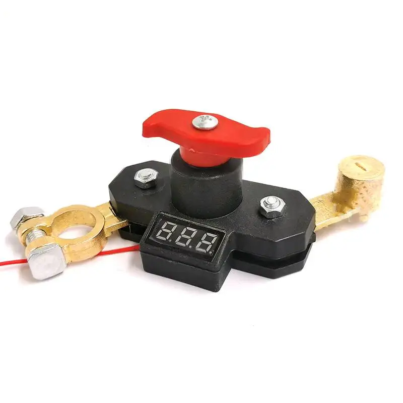 Car Battery Cut Off Switch, 12-24V Rotatable Bidirectional Power Disconnect Switch with Digital Display