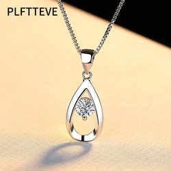 Zircon Water Drop Necklaces For Women Silver Color Pendant Necklace Jewelry Female Fashion Neck Chain Girlfriend Birthday Gift