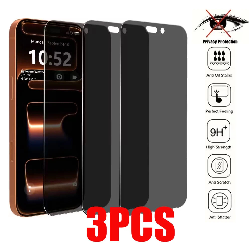 

1/3pcs Anti-Spy Screen Protector For iPhone 17 Air 13 12 11 14 16 15 Pro Max XS Max X XR 6 7Plus SE Privacy Glass Tempered Glass