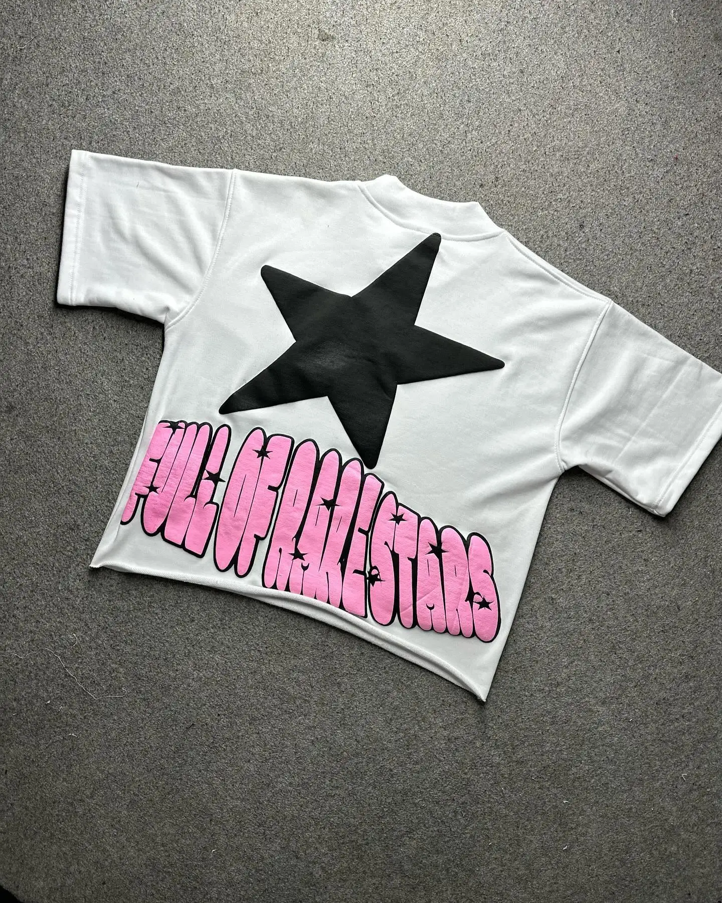 New Oversized Letter Star Foam Pattern Y2k Graphic T Shirts Harajuku Hip Hop Loose T Shirt Casual Punk Short Sleeved Streetwear