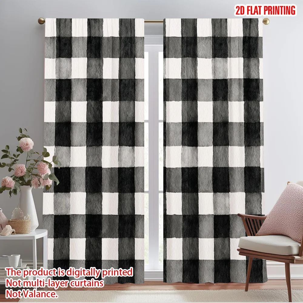 2pcs,2D plane printing Print Curtains Pine Tree Versatile Polyester Fabric (without rod) Decorations Outdoor for Bedroom,