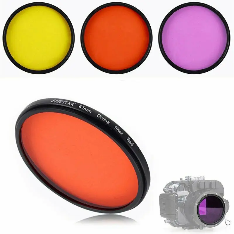 67mm Diving filter Underwater photographic lens Dive filter For Sony Canon Nikon Camera Accessories Red yellow Purple