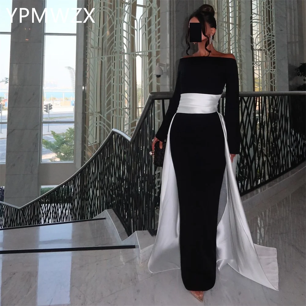 

Customized Evening Dress Formal Women YPMWZX Off-the-shoulder Column Floor Length Skirts Stole Bespoke Occasion Dresses Prom Go