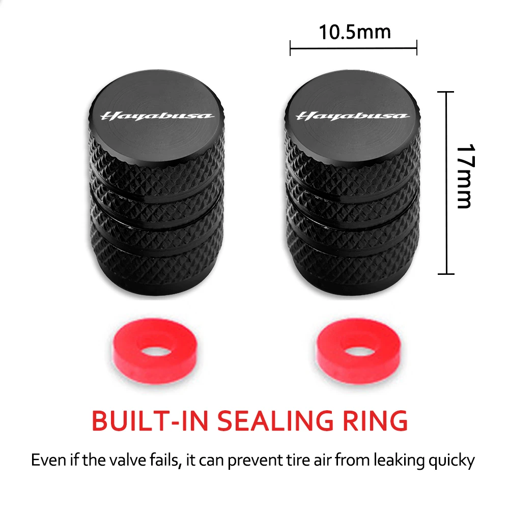 2PCS Motorcycle CNC Aluminum Tire Valve Air Port Stem Cover Caps HAYABUSA LOGO For SUZUKI HAYABUSA Accessories