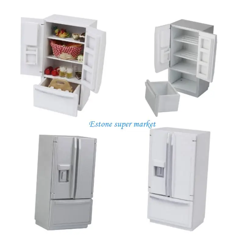 

090B Мебель для кукольного домика Миниатюрная модель холодильника для детей Ролевые игры Кухня Декорация сцены Игрушка для 1:12