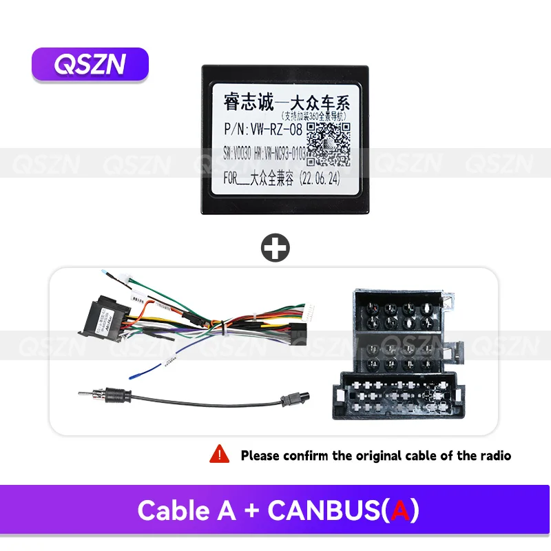 QSZN Cable Harness For Volkswagen GOLF 6 2010-2013 Canbus Adapter 9 Inch Car DVD Frame 2 Din Stereo Panel Frame Audio Dashboard