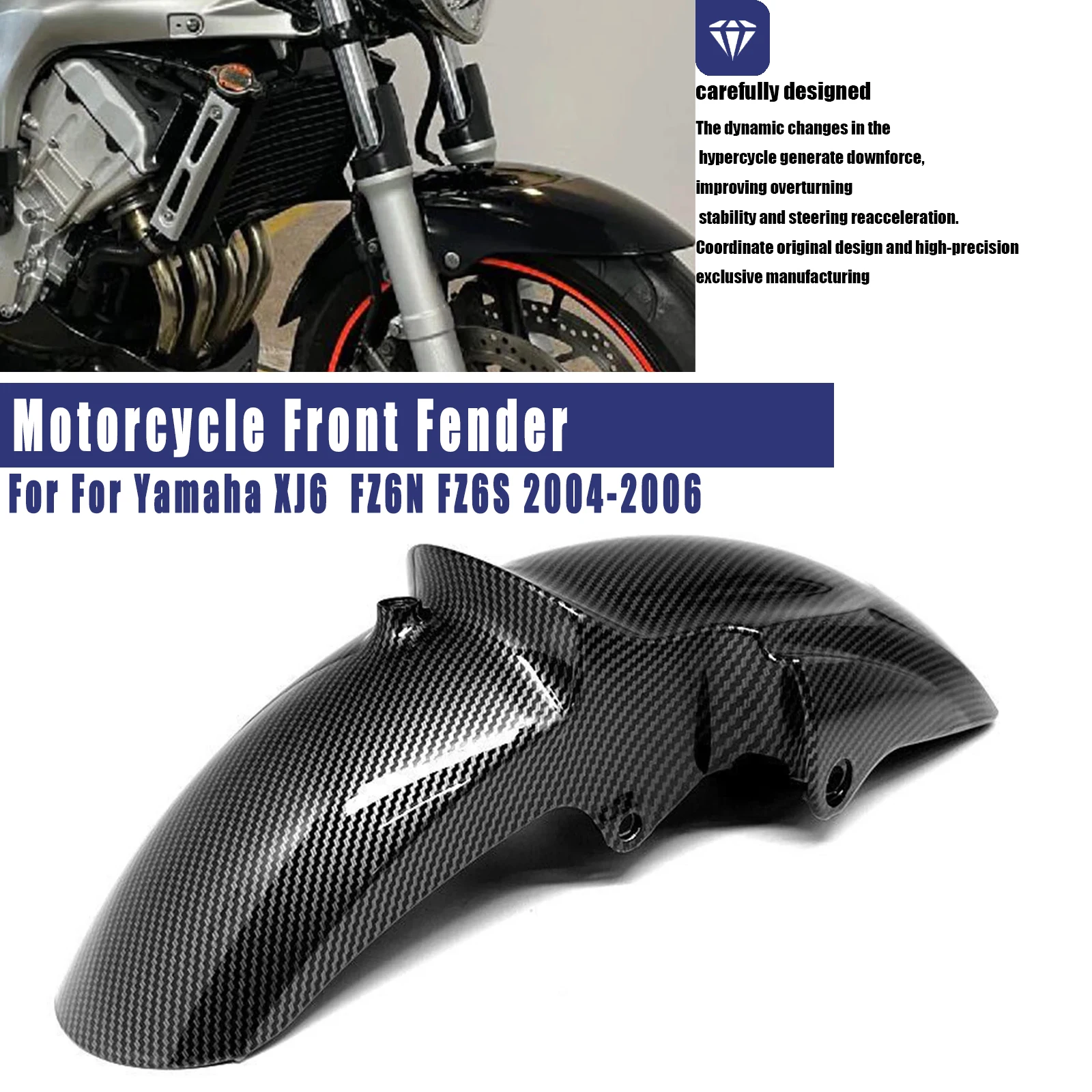 

For Yamaha XJ6 FZ6N FZ6S 2004-2006 Motorcycle Front Wheel Fender Splash Guard Cover Mudguard Mudflap ABS Carbon