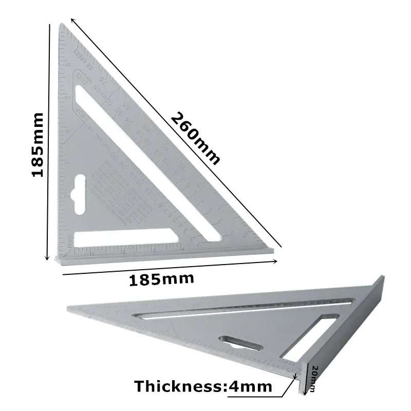 Precision Triangle ruler Tools Woodworking Accessories High accuracy Marking Metric Aluminum Alloy Angle Square