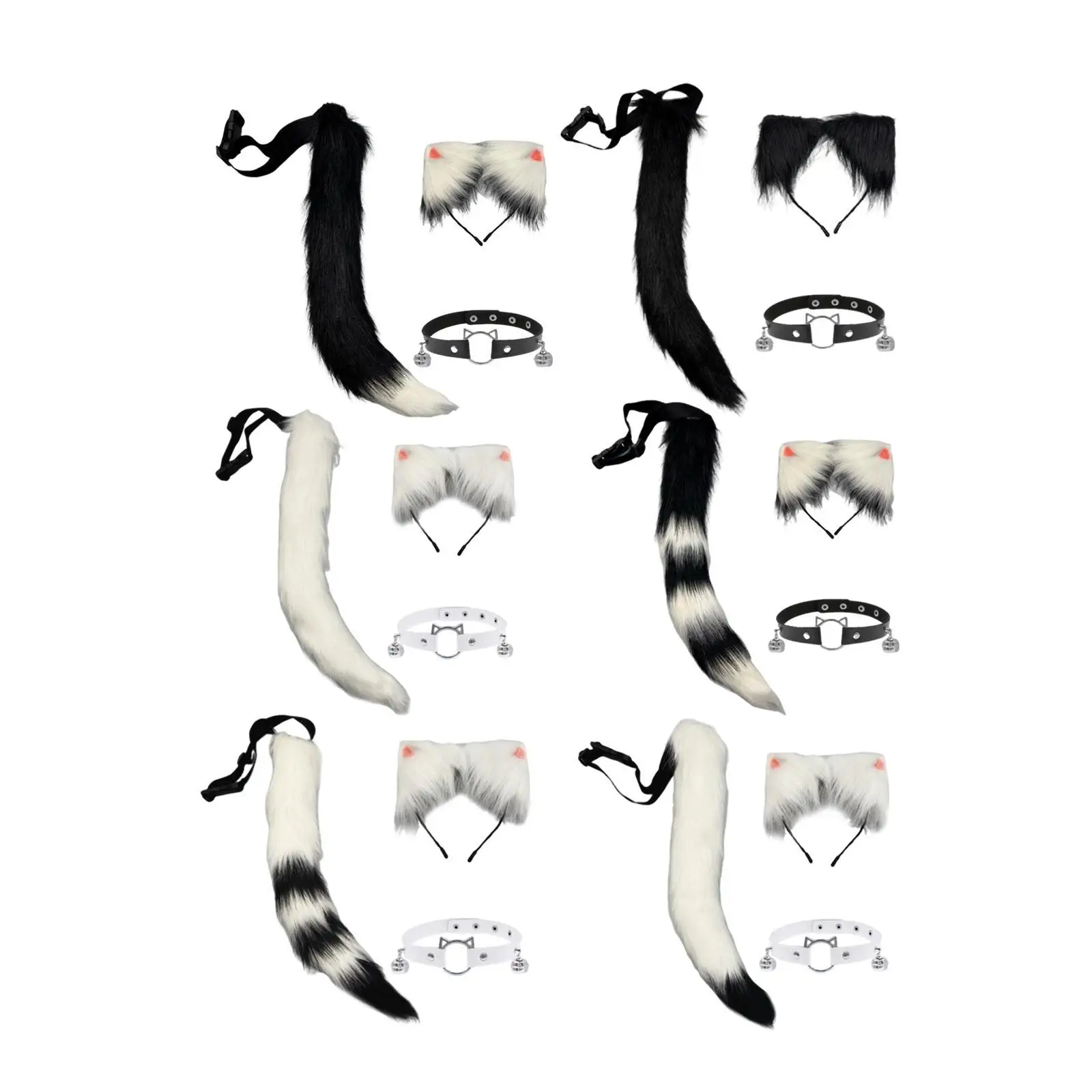 ومجموعة الذيل مع ملابس الرقبة زي تنكري للحيوانات للحفلات التنكرية