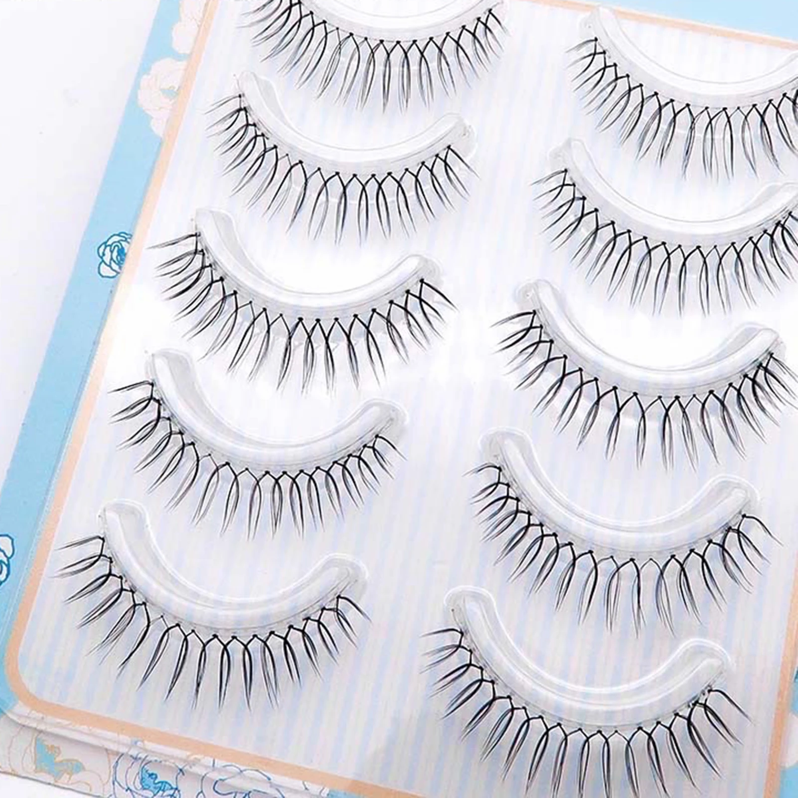 5 Paar U-förmige falsche Wimpern, leicht, transparenter Stiel, falsche Wimpern, natürlicher koreanischer Stil, Wimpernverlängerung