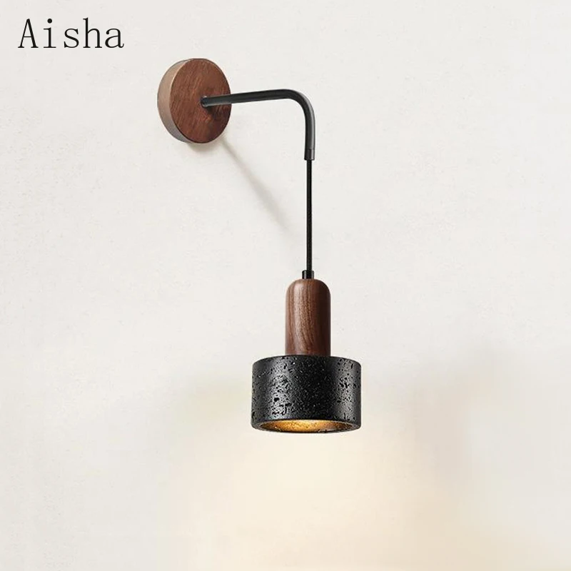 

Japanese Wabi Sabi Black Cave Stone Decorative Sconce Light Nordic Minimalist Designer Studio Homestay Store Led Wall Lamp