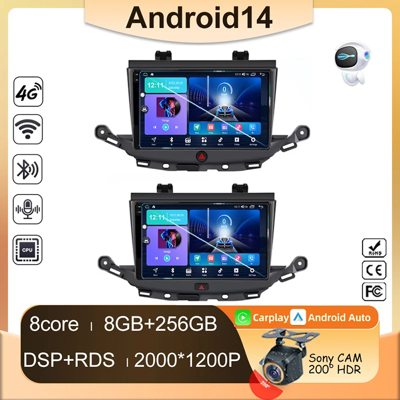 Stereo samochodowe Android dla Opel Astra K 2015-2019 Radio samochodowe bez odtwarzacza 2din Ekran dotykowy Jednostka główna Nawigacja Monitor