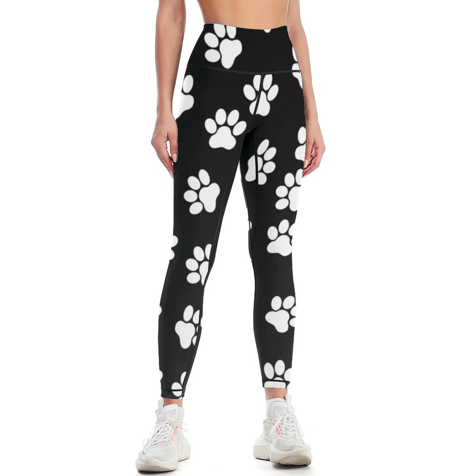 

Black & White Dog or Cat Paw Prints Leggings Sports pants for sport legging gym womans Jogger pants Womens Leggings