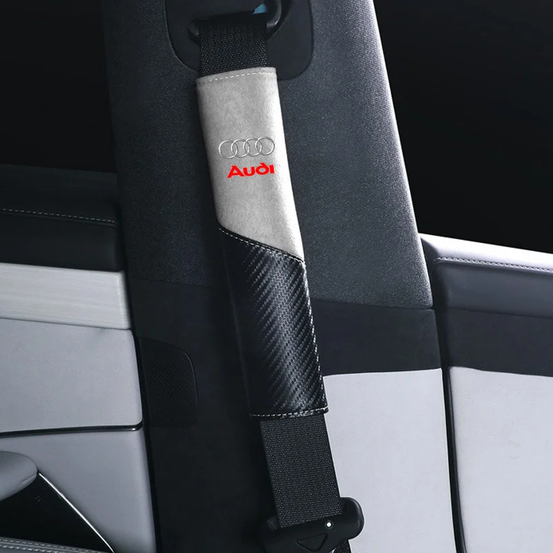 2pc Leather Car Seat Belt Shoulder Cover Safety Protective Pad For Audi A1 A2 A3 A4 A5 A6 A7 A8 Q2 Q3 Q4 Q5 Q7 Q8TT RS3 RS S3 S4 view 3