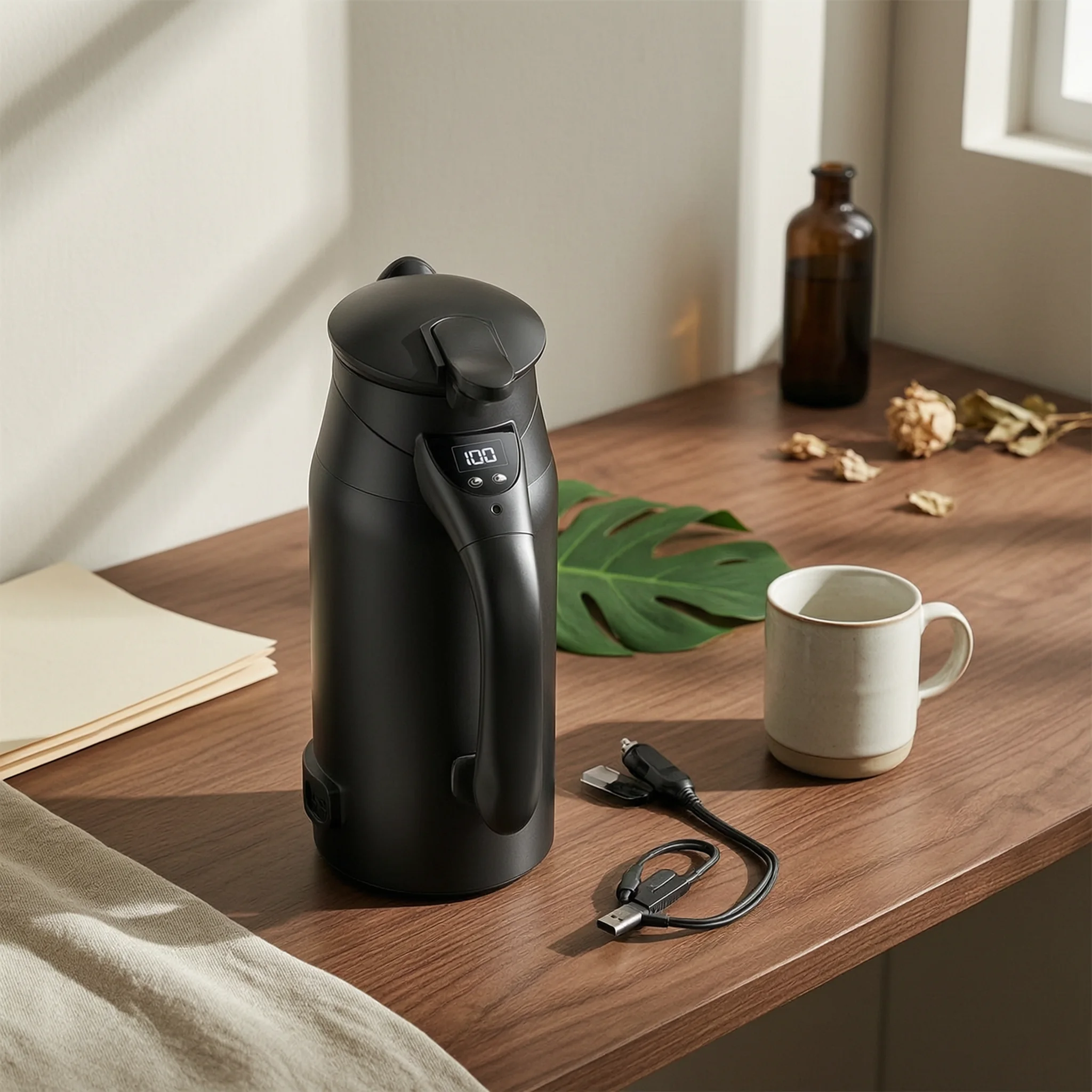 Car Kettle with Digital Display 24V Car Electric Kettle Electric Water Boiler Lightweight Appliance Automatic Shutoff