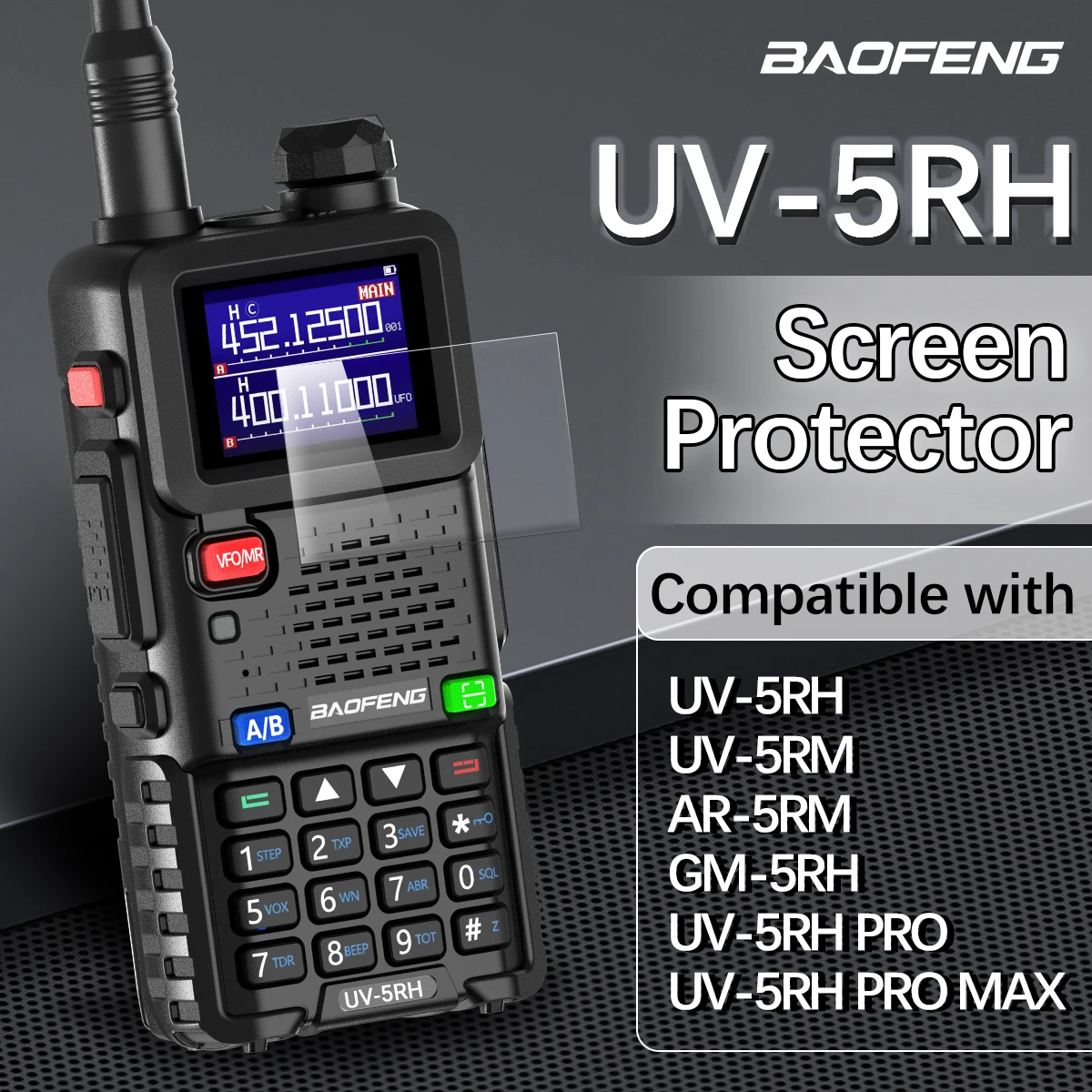 BAOFENG UV-5RH Screen Protector Anti-Glare Anti-Fingerprint Protection Film compatible with UV-5RH PRO MAX  UV-5RM Walkie-Talkie