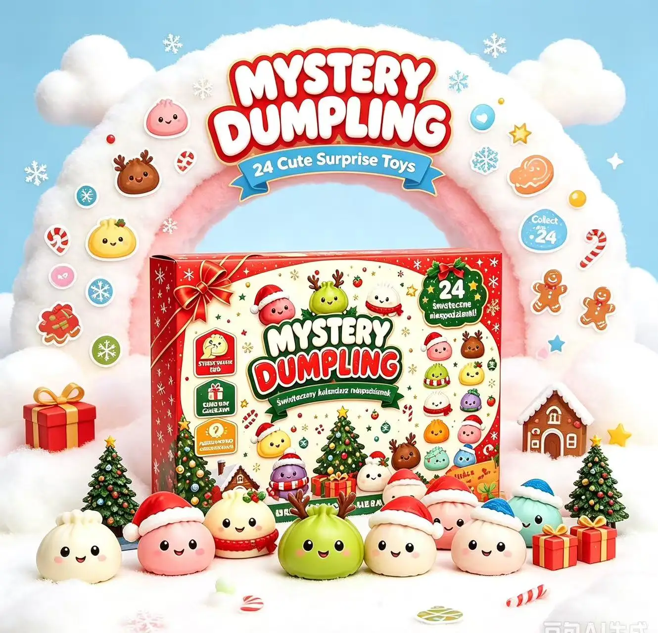 2026 NeeDoh Adventskalender 3D PVC Fidget Pop Kerst Countdown Kalender Verrassingdoos Stressverlichtend Speelgoed Nieuwjaarsvakantie Cadeau