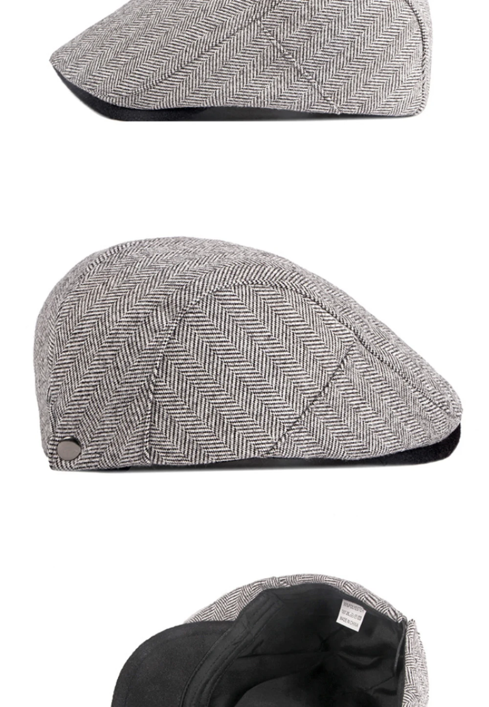HT3330 Herren- und Damen-Baskenmütze, Vintage-Künstlermütze, gestreift, flache Mütze, neu für Herbst und Winter, verstellbare Baskenmütze – Detail 5