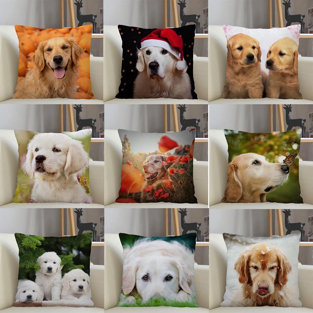 Pillow Case Home Decor Wholesale Golden Retriever  Cover Sofa  Cushion