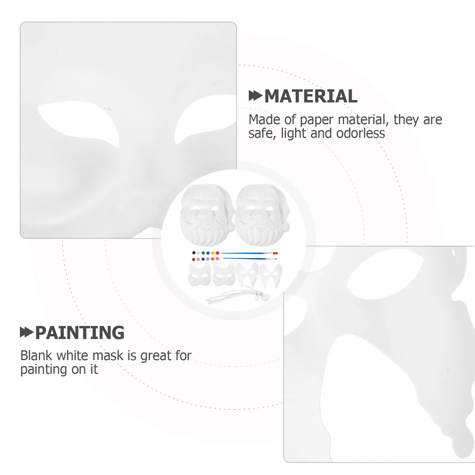 

DIY Pulp Mask The Masquerade Masks Fancy Dress White Paper Decorate Craft to Blank Plain Man
