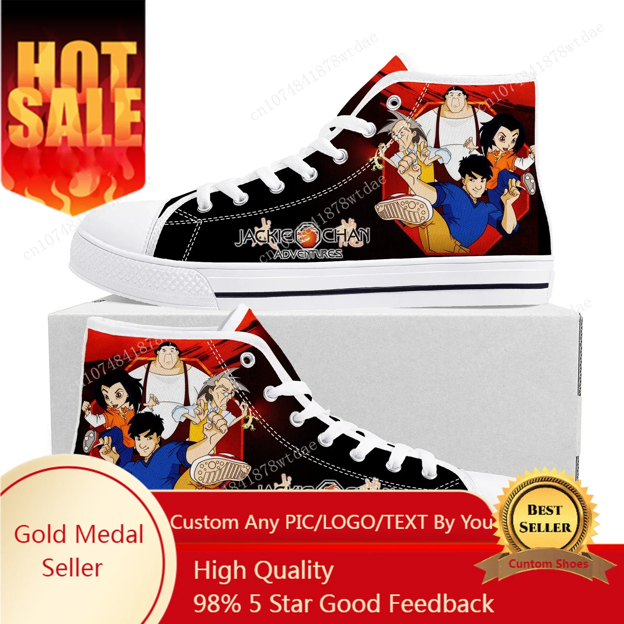 

Jackie Chan Adventures High Top Sneakers Mens Womens Teenager High Quality Canvas Sneaker Comics Manga Couple Customized Shoes