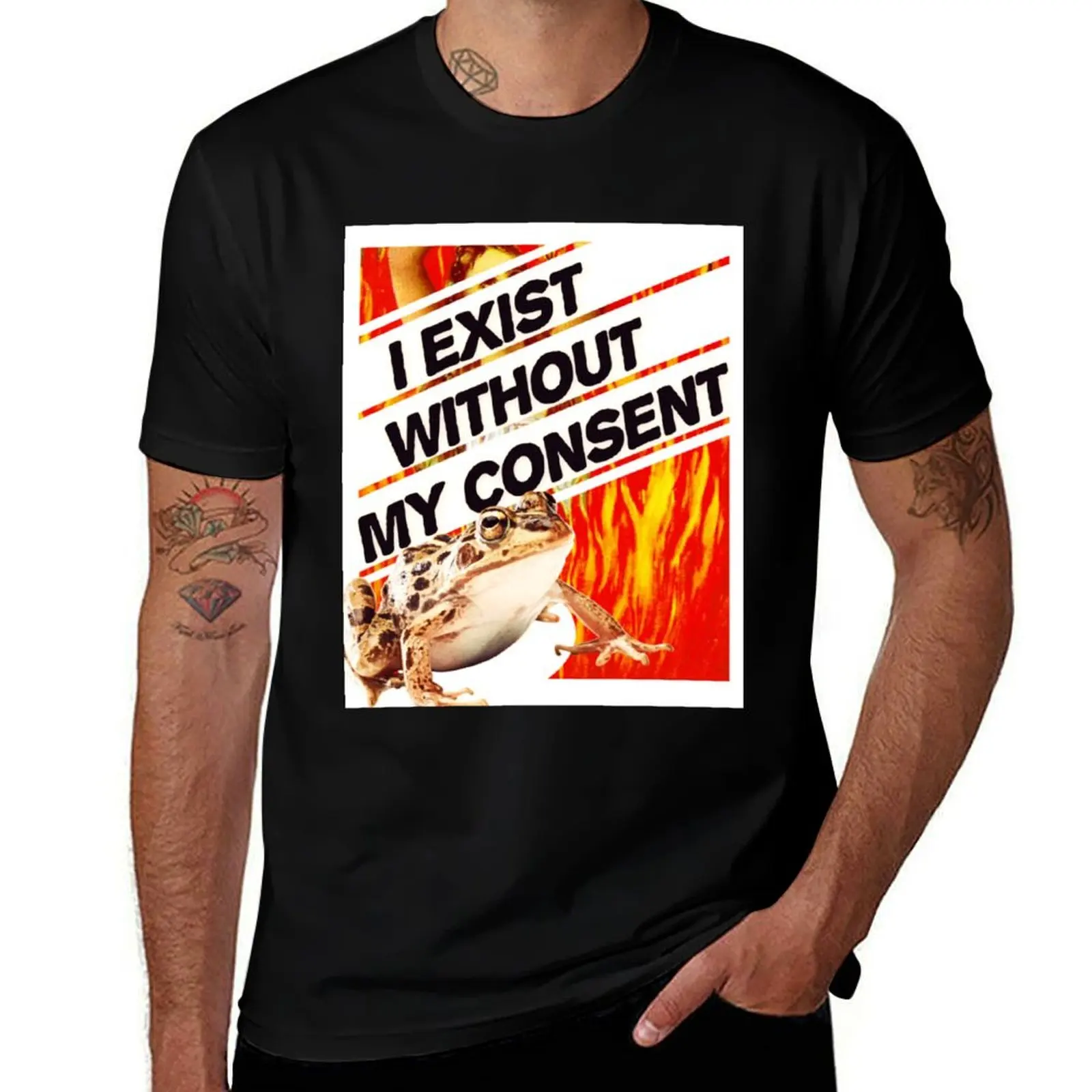 I Exist Without My Consent Existential Toad Frog Meme T-Shirt Basic Breathable Solid Color T-Shirt