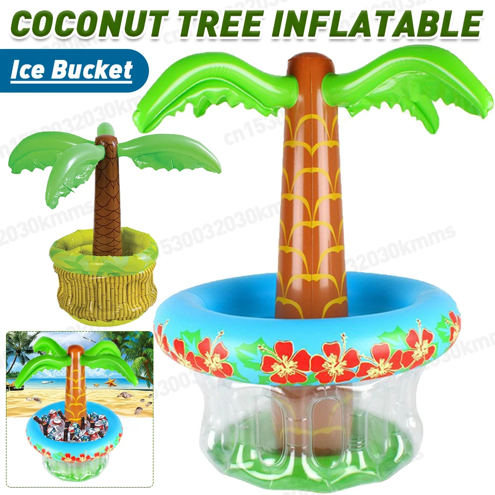 Inflatable Palm Tree Ice Bucket Bear Cooler Drink Holder Hawaiian Birthday Decoration Summer Beach Pool Party Supplies Balloon