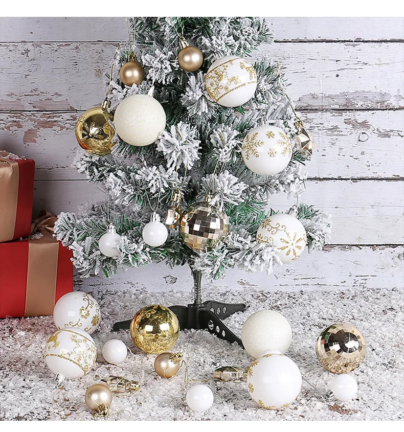 Christmas Ball Ornament Gift Box Set Assorted Blue White Snowflake Reindeer Pattern Design Holiday Festive Tree Hanging Decor view 5