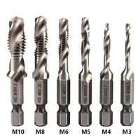 1/6Pcs Tap Drill Bit Set Hex Shank Titanium Plated HSS Screw Thread Bit Screw Machine Compound Tap M3 M4 M5 M6 M8 M10 Hand Tools
