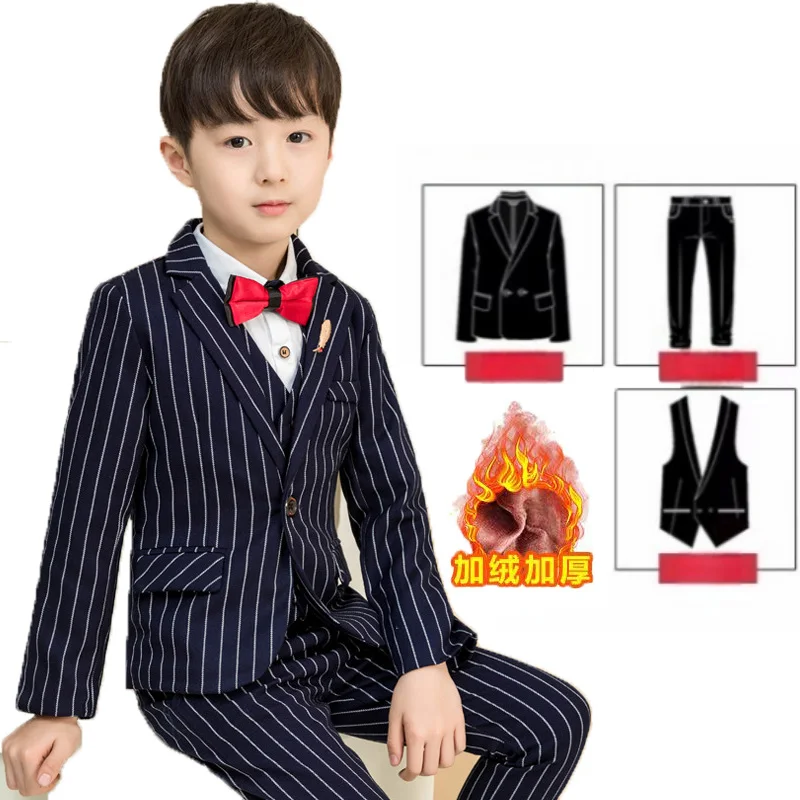 

Распродажа по низким ценам: Зимний комплект для мальчиков из 3 предметов (куртка, жилет, брюки) на флисовой подкладке, костюм для фотосессий, детский наряд, детский костюм