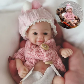 15cm Can Washable Mini Vivienne Solid Silicone Bebe Reborn Girl Doll WIth Painted Skin…