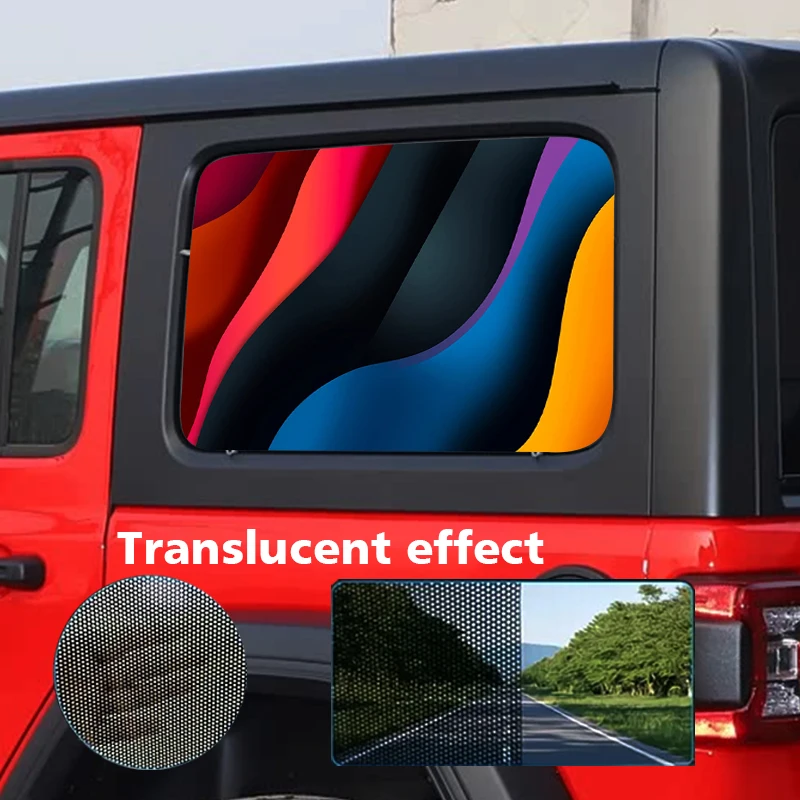 

2 pcs design side glass stickers for pickup truck windows with see-through perforated vinyl film decals