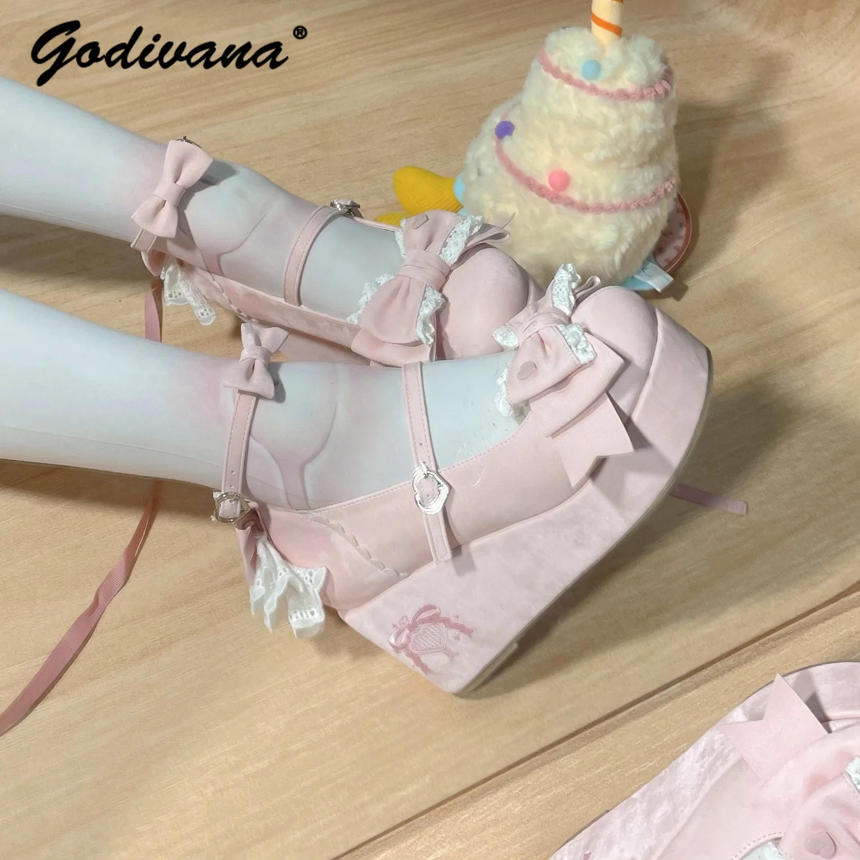 

2025 New Spring Original Lolita Platform Shoes Japanese Sweet Girl Women's Thick Bottom Muffin Shoes Women Chunky Heels