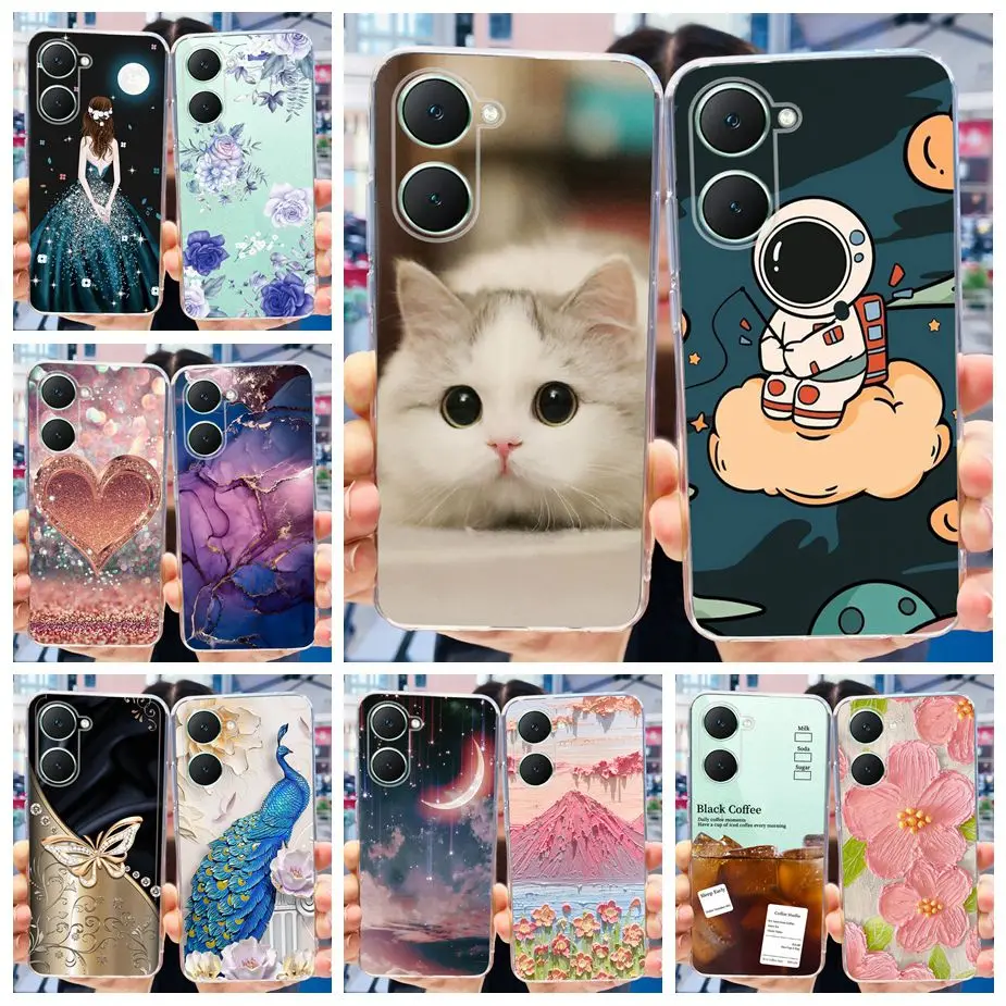 For Vivo Y18 Case Vivo Y18e V2350 Cute Painted Cover Clear Silicone Soft TPU Phone Case For Vivo Y18 Y 18 e VivoY18 Fundas Coque