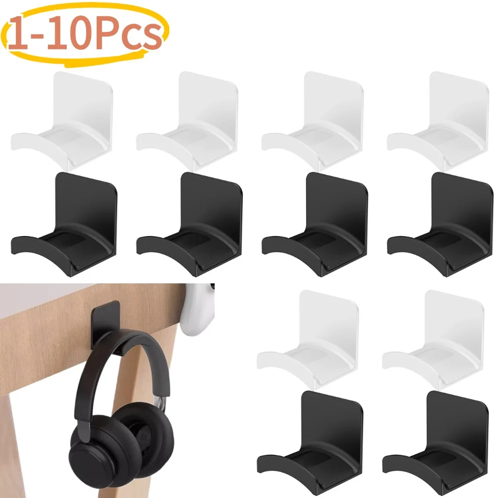 1-10PCS Headphone Stand Wall Mount Perforated-free Gaming Stand Under Table Hook Stand Support Hanging Hook Storage Rack