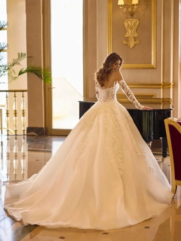 Flavinke Элегантные очаровательные кружевные свадебные платья по индивидуальному заказу, свадебное платье на тонких бретельках 2025 года, изящное платье без рукавов Robe de mariée