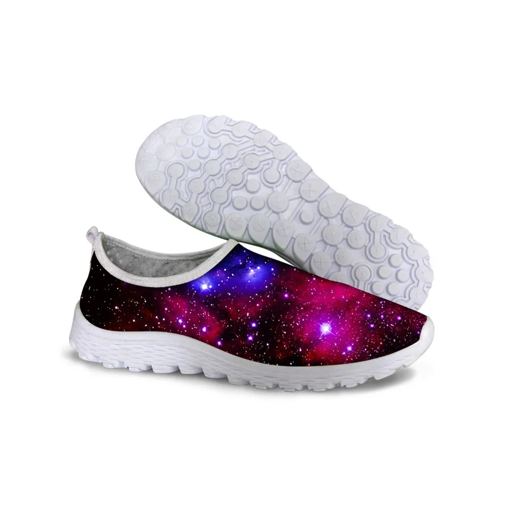 Plus Size Woman Flats Casual Shoes For Women Loafers Galaxy Pattern Ladies Mesh Outdoor Sneaker Slip on Shoes Flat Footwear 2023