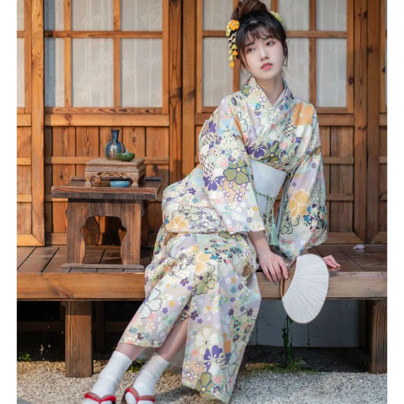 

Japan Kimono Formal Dress for Women, Female Dance Clothing, Wrinkle-Free, Ironing-Free Bathrobe, Plus Belt Suit, Improved Suit