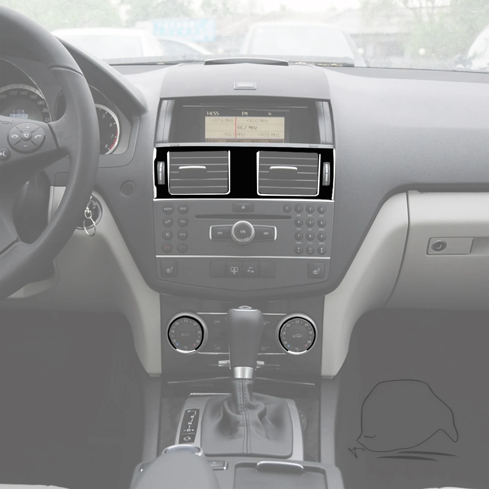 Dashboard Air Vent Outlet Decoration Trim Cover Piano Black Car Interior Accessories for Benz C-Class W204 2007 2008 2009 2010