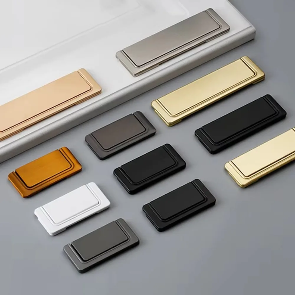 سبائك الألومنيوم درج مقبض كابينة خزائن مسطحة غير مرئية مقبض خزائن قابلة للطي تسحب مشبك مخفي #4