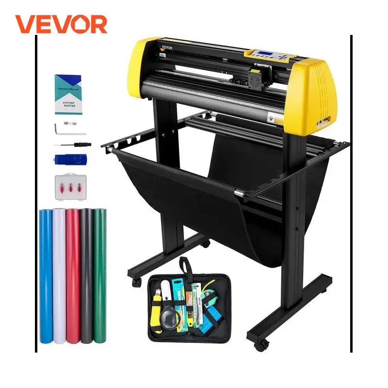 VEVOR Vinyl Cutter Machine Automatic Contour Computer Windows Software 3 Blades LCD Screen 34Inch 870MM Printer Cutting Plotter