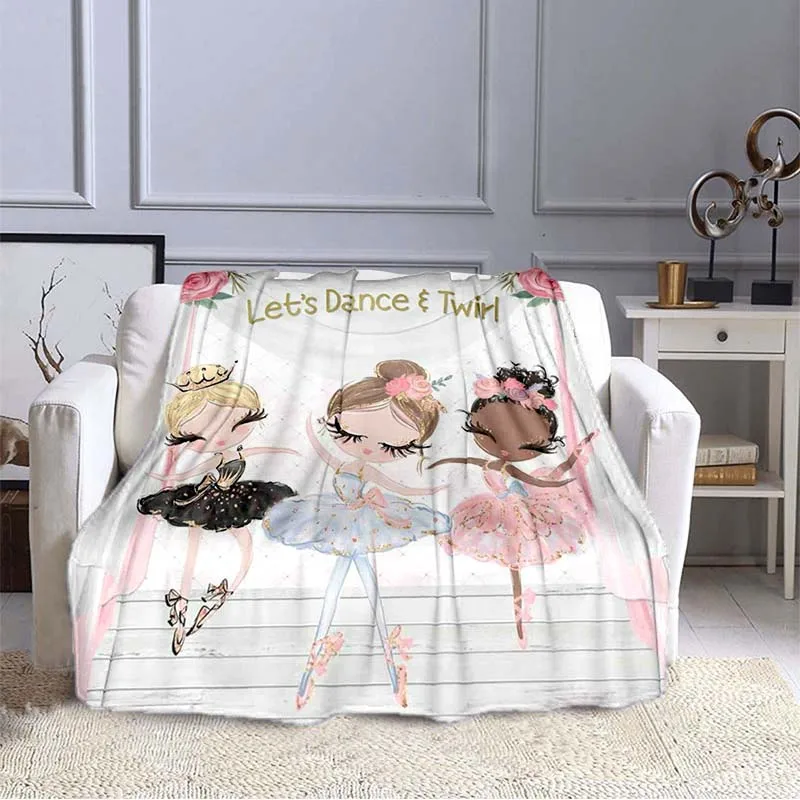 Cartoon ballet girl pattern printed soft children's thin blanket Portable soft and comfortable children's thin blanket