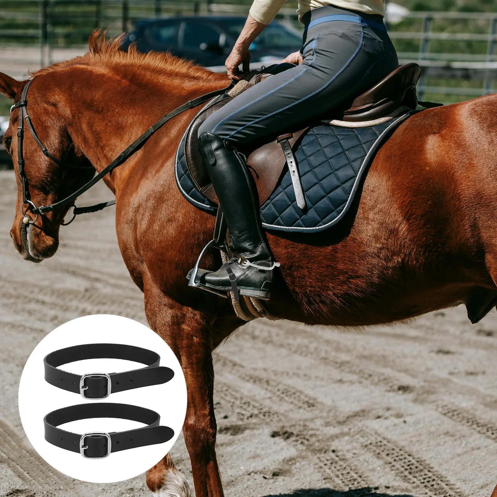 1Pair English Style Spur Straps Adjustable Metal Buckle Horse Riding Equipment Equestrian Boot Accessories Western