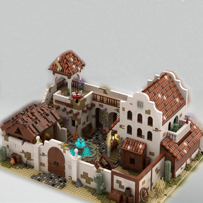 

Brand New 3583 Pieces Moc Creation Expert Medieval Castle Model Old Town Mexico Villa Block Model Kit Birthday Gift Adults Toys