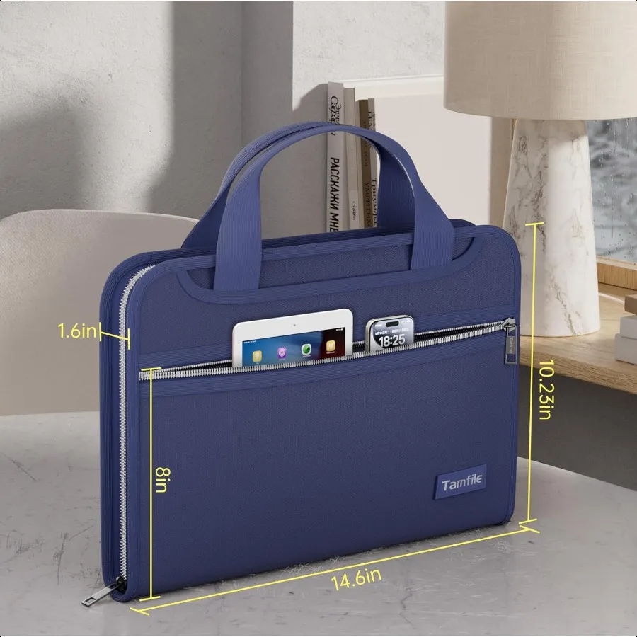 منظم ملفات الأكورديون المقاوم للحريق مع مقبض 13 جيبًا مجلد ملفات قابل للتوسيع مع مجلد ملفات بسحاب مع جيوب متعددة