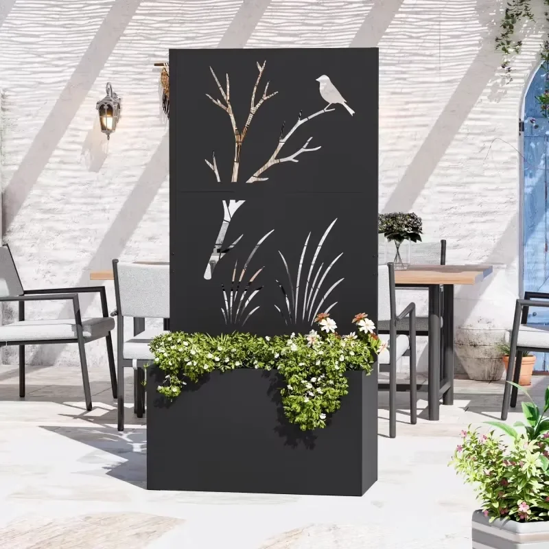 Custom Metal Privacy Screen Planter Box 71