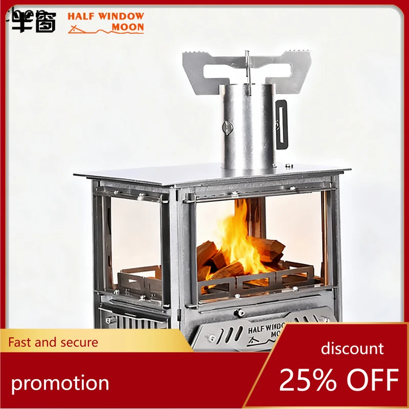 

ZML Four-Sided Firewood Stove Multi-Functional BBQ Stove Camping Picnic Heating Stove